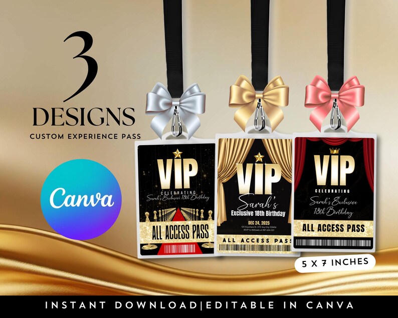 Editable VIP Pass Party Template: Red Carpet Invitation (digital ...