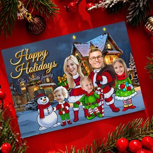 Custom Christmas Card Personalized Christmas Gifts Christmas Family Portrait Personalized Family Portrait Gifts Custom Christmas Card
