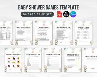 Baby Shower Games Bundle, Minimalist Gender Neutral Baby Sprinkle Activities, Printable Funny Simple Baby Shower Games