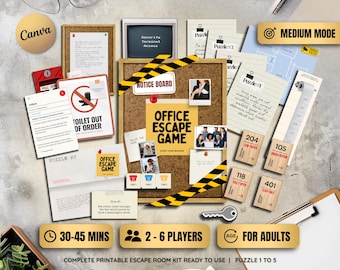 Juego de escape para fomentar el trabajo en equipo en la oficina (para adultos). Juego imprimible para profesores (PDF). Divertido juego de escape de 20-30 minutos para el trabajo.