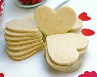 Plain Undecorated Sugar Cookies in the Shape of a Heart | Valentine's Day, Weddings, DIY Kits | Vanilla flavored Sugar Cookies | Set of 12