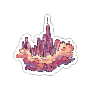 City Scape Sticker 4&quot;, City lover decals, laptop Water bottle Decals, Creative Sticker