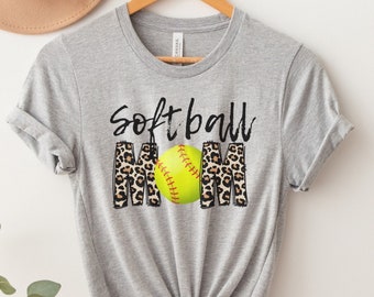 Leopard Print Softball Mom Shirt: Game Day Sports Mama