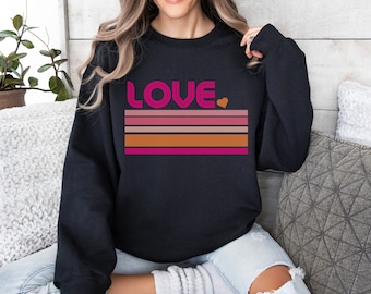 Retro Love Graphic Sweatshirt, Valentine's Gift