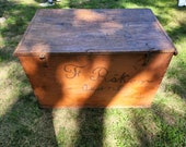 Pine Primitive, early 1800 39 s, tall (26 quot ) immigrant dowry chest.