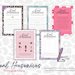 Real Housewives Themed Party - Real Housewives Trivia - Bachelorette Party - Funny Girl&#39;s Night Games - Bravo RH Party Games - Bravo Trivia