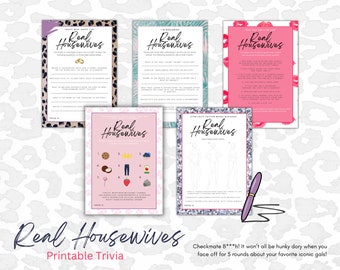 Real Housewives Themed Party - Real Housewives Trivia - Bachelorette Party - Funny Girl's Night Games - Bravo RH Party Games - Bravo Trivia