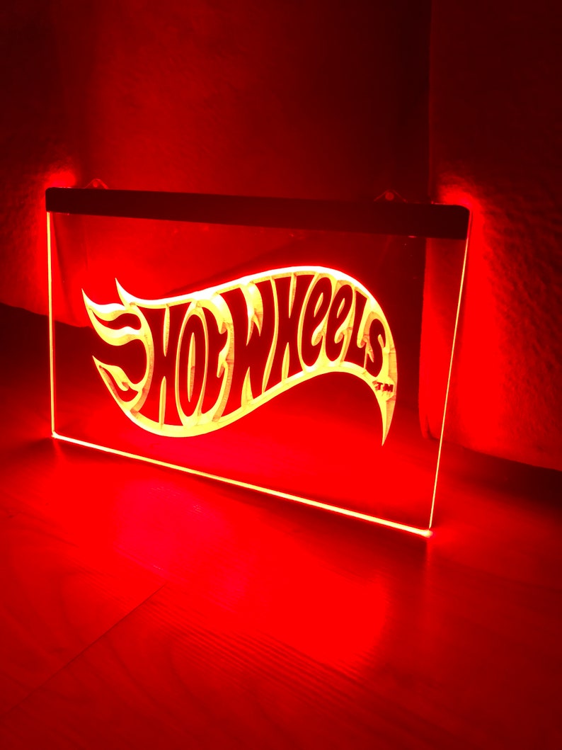 Hot Wheels LED Neon Red Light Sign 8x12 Etsy