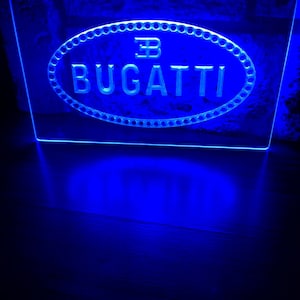 Bugatti LED Neon Blue Light Sign 8x12