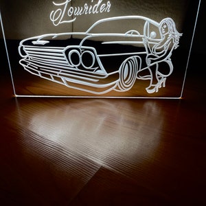 Lowrider LED Neon White Light Sign 8x12