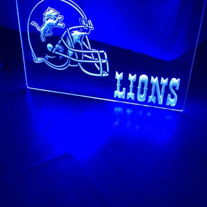 Detroit Lions LED Neon Blue Light Sign 8x12