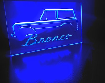 Ford Bronco LED Neon Blue Light Sign 8x12