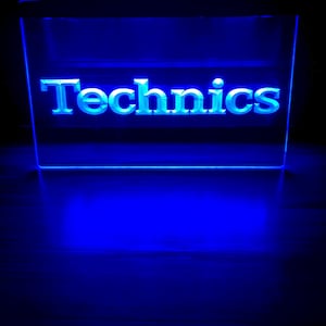 Technik LED Neon Blau Leuchtschild 20x30cm
