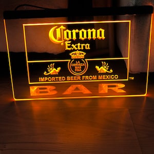 Corona Bar LED Neon Gold Light Sign 8x12