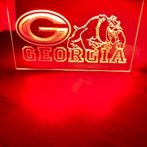 Georgia Bulldogs LED Neon Red Light Sign 8x12