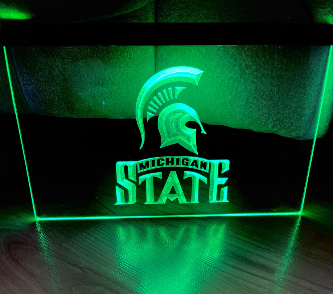 Michigan State LED Neon Green Light Sign 8x12 - Etsy