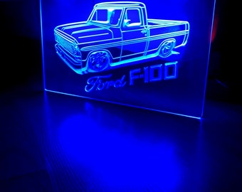 Ford F100 Low Truck LED-neonblauw lichtbord 8x12