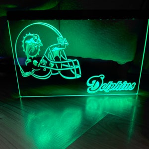 Miami Dolphins LED Neon Green Light Sign 8x12