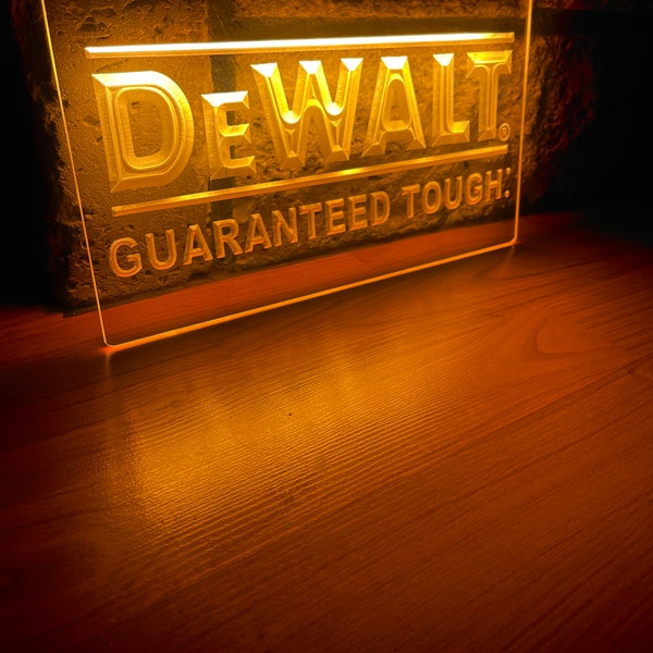 Dewalt LED Neon Gold Light Sign 8x12