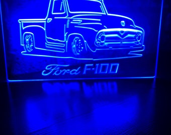 Ford F100 Low Truck LED-neonblauw lichtbord 8x12