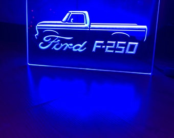 Ford F250 Truck LED-neonblauw lichtbord 8x12