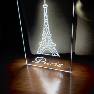 Paris LED Neon White Light Sign 8x12