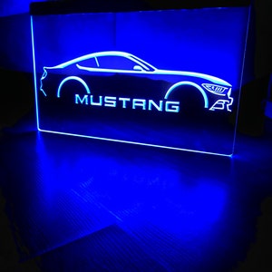 Ford Mustang LED Neon Blue Light Sign 8x12