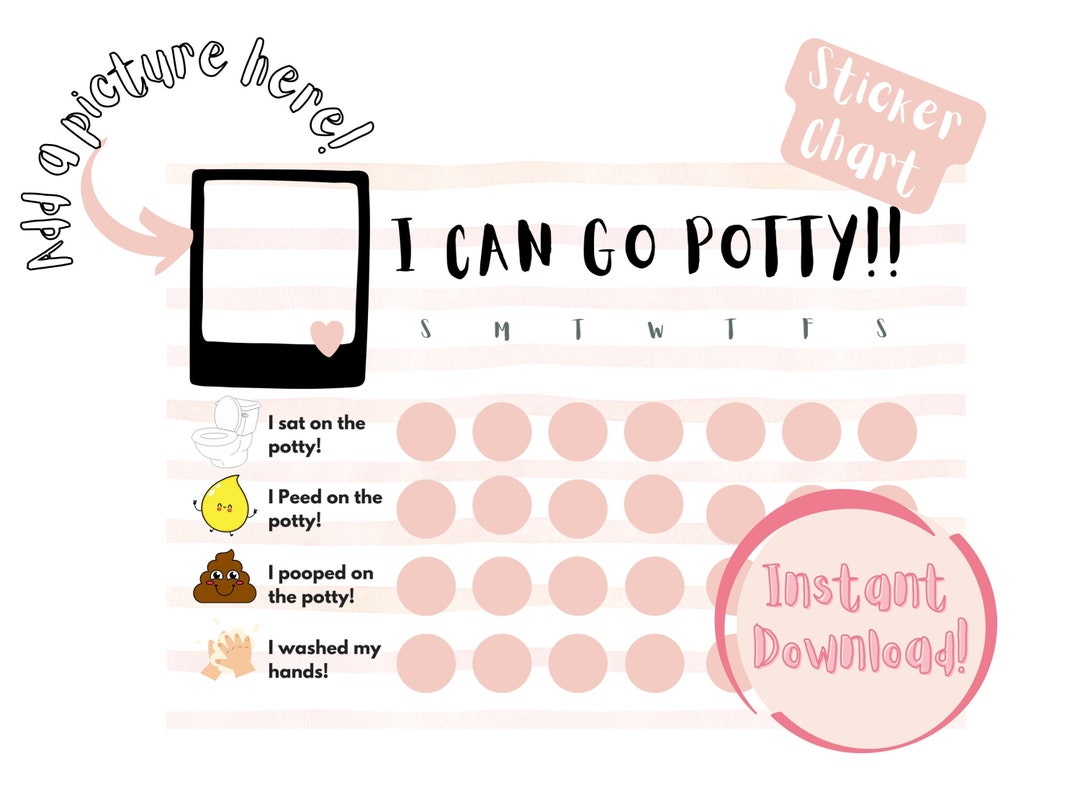 Printable Potty Training Chart for Kids, Potty Chart for Girls, Potty Sticker Chart, Reward ...