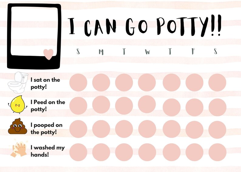 Printable Potty Training Chart for Kids, Potty Chart for Girls, Potty Sticker Chart, Reward ...