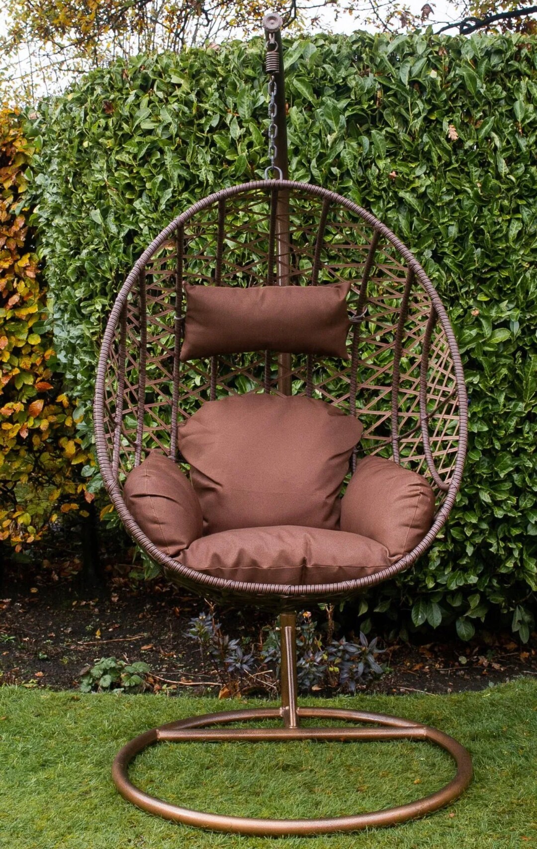 Bali Deluxe Single Garden Hanging Egg Chair Copper/brown/gold Colour
