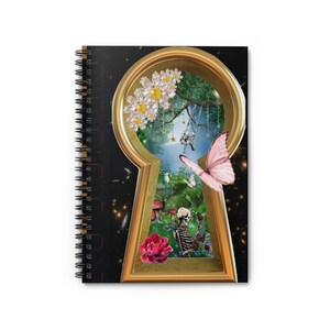 Key Hole Garden/Skeleton Collage Spiral Notebook | Journal/Self Care | Ruled Line | 8x6x.6 inch | Journal Collage Art by: JP