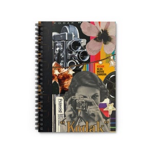 Collage de films Cahier à spirale | Journal/Soins personnels | Ligne réglée | 8x6x.6 pouces | Journal Collage Art par: JP