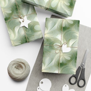 Wrapping Paper Sage Green, Eco-Friendly Paper, Elegant Sage Giftwrap, Green Wrapping Paper Rolls, Giftwrap Sheets, Sage swirls