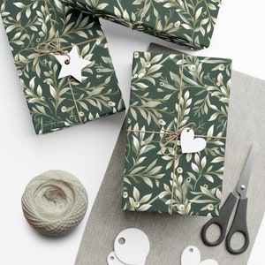 Wrapping Paper Sage Green, Eco-Friendly Paper, Elegant Sage Giftwrap, Green Wrapping Paper Rolls, Giftwrap Sheets, Sage leaves