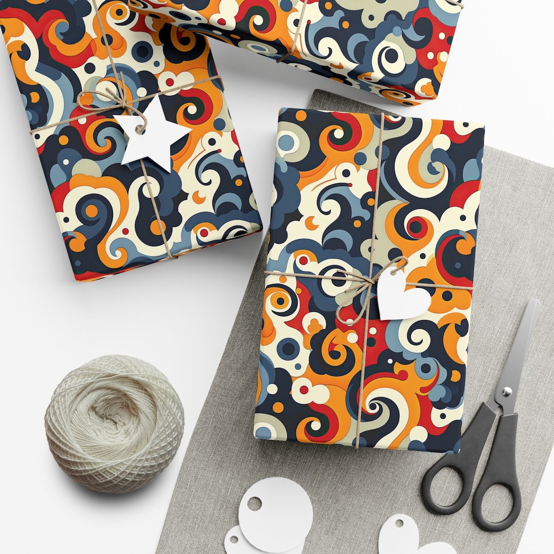 Groovy Retro Swirls, Wrapping Paper Roll, Gift Wrap for Her, Eco ...