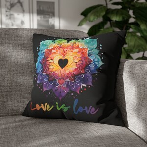 Gay Pride Pillow Cover, Gay Wedding Decor, Lesbian Couch Pillow Cover, Rainbow and Black Pillow Case, Lgbt Colorful Heart Throw Pillow Case