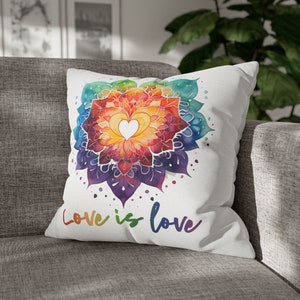 Gay Pride Pillow Case White, Gay Wedding Pillow Case, Lesbian Throw Pillow Cover, Rainbow Heart Colorful Pillow Case, Lgbt Couch Cushion
