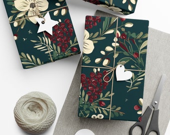 Holiday Trees Christmas wrapping paper rolls, Holiday Giftwrap, Christmas present wrapping sheets, Elegant Giftwrap
