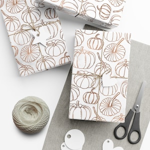 Copper pumpkins Autumn Wrapping Paper, Eco Friendly Fall Wrapping Paper, Thanksgiving Wrap, Fall Gift Box, Fall Birthday Gift Wrap