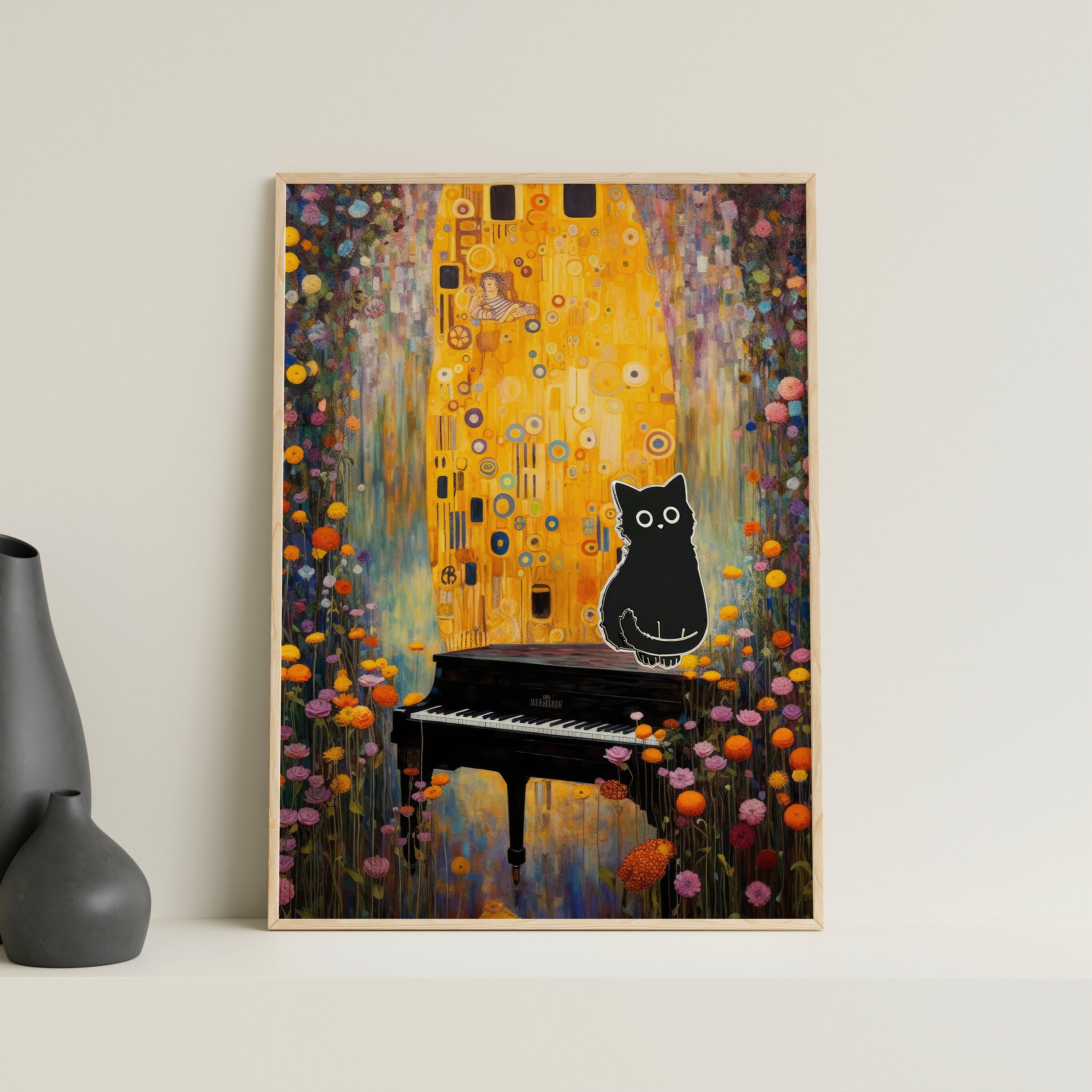 Gustav Klimt Garden Cat Framegustav Kl Gustave Klimt Flowers - Etsy