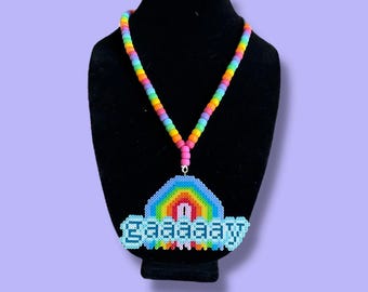 Gay Rainbow Mini Perler Kandi Necklace Festival Gear Party Event Rave