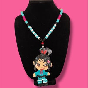 Vanellope VonSweetz Mini Perler Kandi Necklace for Rave Festival Party Costume Event Custom Handmade