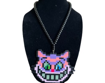 Glow In The Dark Cheshire Cat Perler Kandi Necklace Festival Rave Costume Gear