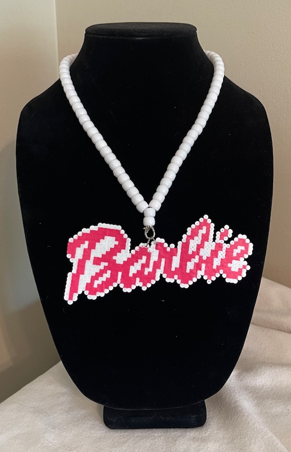 Mini Barbie Logo Kandi Necklace for Festivals and Rave Events Costume  Jewelry Perler Trippy Design Custom Made 