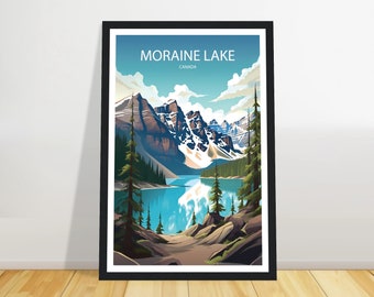 Moraine Lake travel print, Canada Travel poster, travel print, Birthday gift, Wall art, Wedding gift + FRAME, Christmas gift