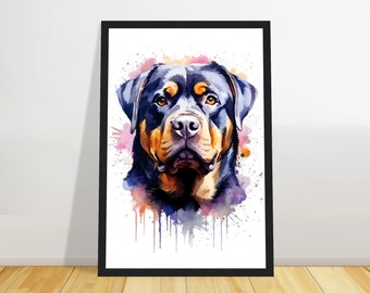 Watercolor abstract Rottweiler poster, animals wall decor, abstract wall art birthday gift, Wedding gift