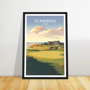 St Andrews travel print, Scotland Travel poster, Traditional travel print, Birthday gift, Wall art, Wedding gift, Christmas gift