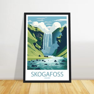 Skogafoss Reisebild, Island Reise Poster, Traditionelles Reisebild, Geburtstagsgeschenk, Wandkunst, Hochzeitsgeschenk