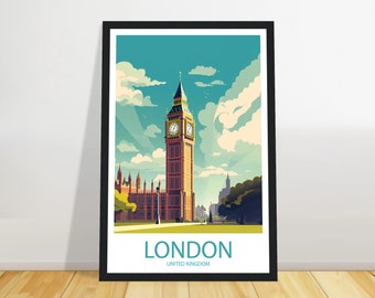 London  travel print, United Kingdom Travel poster, travel print, Birthday gift, Wall art, Wedding gift + FRAME