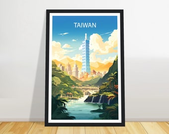 Taiwan travel print, Taipei Travel poster, travel print, Birthday gift, Wall art, Wedding gift + FRAME, Christmas gift